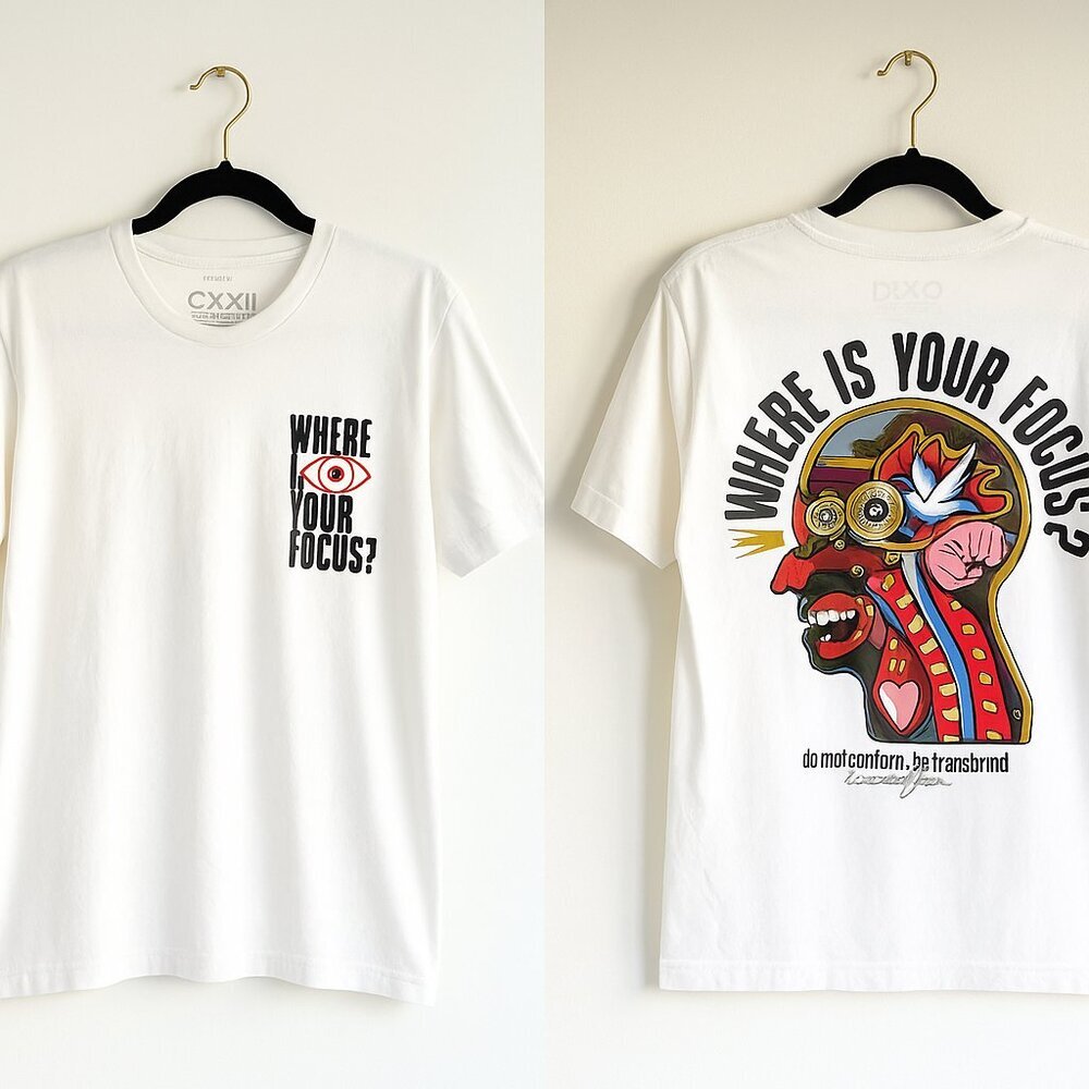 CXXII Apparel – Where Is Your Focus? Graphic Tee – Men's Size L​